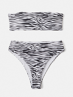 Maillot de bain string bandeau dos nu imprimé animal femme