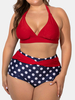 Maillot de bain taille haute à lacets taille haute à pois de grande taille