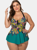 Maillot de bain taille plus ethnique dos nu imprimé dos nu