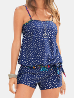 Maillots de bain Tankinis à bretelles sans fil à imprimé ethnique à pois pour femmes