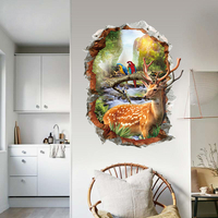 Miico3DCreativePVCStickersmuraux Home Decor Mural Art amovible Stickers muraux de wapiti
