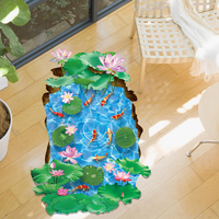 Miico Creative 3D Goldfish Lotus Étang PVC Amovible Home Room Décoratif Mur Décor Autocollant