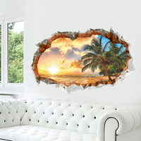 MIICOCreative3DSunshinePlageNoix De Coco Palm Cassé Mur Amovible Chambre Chambre Décoratif