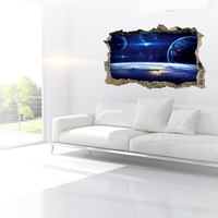MIICO Creative 3D Univers Planète Cassé Mur Maison Amovible Décoratif Mur Décor Autocollant