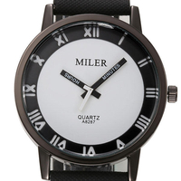 MILIER 8287 Mode Unisexe Homme Bracelet en cuir féminin Montre à quartz Quartz
