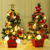 Mini bureau darbre de Noël avec des lumières 50CM ensemble darbres de Noël dor et rouge