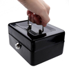 Mini coffre de rangement portable en métal noir robuste avec porte-monnaie