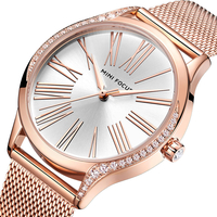 MINI FOCUS 0259L Montre de poignet style décontracté pour femmes en cristal,  acier inoxydable Bande