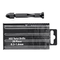 Mini micro perceuse à main avec 20Pc Mini 0.3-1.6mm Bit Set de mandrin sans clé Vise Pin rotatif