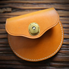 Mini porte-monnaie rond en cuir véritable pour hommes