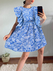 Mini robe à volants à imprimé floral pour femmes sans manches