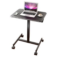 Mobile Standing Desk Adjustable Height Ergonomic Pneumatic Laptop Lift Desk with Lockable Wheels H Shape Base Compact Ho