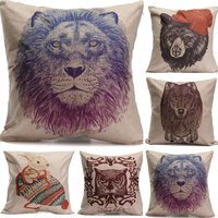 Monde animal coton lin taie doreiller taille jeter housse de coussin maison canapé décor