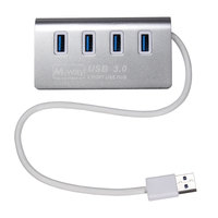 M.Way Hub USB 3.0 haut débit en aluminium à 4 ports avec lumière bleue