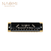 NAOMI 10 trous professionnel Blues Harmonica peigne acrylique anches en laiton clé C avec étui noir