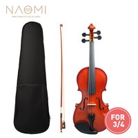 Naomi 3/4 violon haute brillance / finition mate violon étudiant violon avec étui + arc pour plus grand apprenant de vio