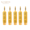 NAOMI 5 pièces / 1 ensemble métal doré 6.5mm mâle à 3.5mm femelle adaptateur Audio stéréo AUX convertisseur amplificateu