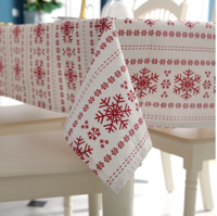 Nappe en coton lin flocons de neige rouges nappe de noël pour banquet de mariage Textiles de couverture de Table lavable