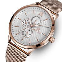 NAVIFORCE 3003 Travailler Petits Cadrans Étanche Montre À Quartz Mesh Acier Ultra mince Montre Hommes