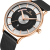 NAVIFORCE 3007 Montre en acier maillé Bande Montre à quartz Calendrier Sport Homme Montre