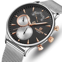 NAVIFORCE 3010 ultra mince style décontracté montre-bracelet pour hommes en acier inoxydable Bande montre à quartz