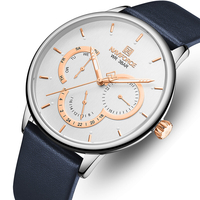 NAVIFORCE 3011 Ultra Mince Calendrier Casual Style Hommes Montre-Bracelet En Cuir Bande Montre À Quartz