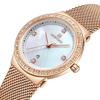 NAVIFORCE 5005 cristal style décontracté dames montre-bracelet en acier inoxydable étanche Bande montre à quartz