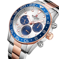 NAVIFORCE 9147 Montre étanche pour homme de 24 heures avec montre à quartz entièrement en acier