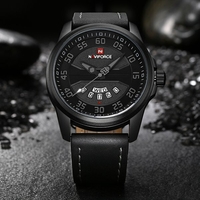 NAVIFORCE NF9124 Hommes Montre Bracelet En Cuir Simple Cadran Mâle Quartz Montre-Bracelet