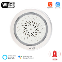NEO Tuya Alarme sirène WiFi 2, 4 GHz sans fil APP Télécommande 100 dB Alarme sonore avec capteur de température et d