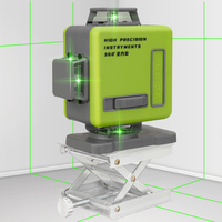 Niveau laser 16 lignes 4D auto-nivelant 360 ° horizontal et vertical super puissant niveau laser à faisceau vert avec 2