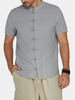 Noeud chinois boucle Vintage Chic Mandarin col manches courtes couleur pure chemises pour hommes