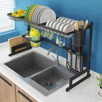 Noir 304 En Acier Inoxydable Cuisine Shelf Drain Rack Évier Rack Bol Plat Plat Ustensiles Drain Rack Cuisine Rack De Sto