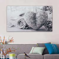 Noir et blanc coeur toile art mural photo impression décorations pour la maison moderne