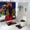 Noël fille africaine impression salle de bain rideau de douche ensemble tapis de couverture de toilette salle de bain ta