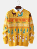 Noël hommes lettre dessin animé tricot graphiques pull à manches longues chandails occasionnels