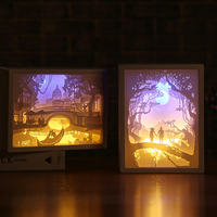 Noël LED Sculpture Nuit Lumière 3D Ombre Papier Sculptures Lampe Lampe LED Cadeau Home Decorations De Bureau