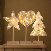 Noël LED Table en bois Mini Night Light Lampe de bureau Chambre de mariage Décor de Noël Cadeaux