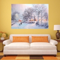 Noël nuit arbre rue sans cadre toile peinture salon chambre peinture murale décor à la maison