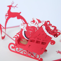 Noël Père Noël et le renne 3D Pop Up Carte de voeux Carte de voeux de fête de Noël