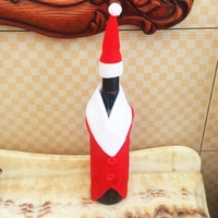 Noël Rouge W-ine Bouteilles Couvre Des Vêtements Avec Des Chapeaux Père Noël Bouton Décor Bouteille Couverture Cap Cuisi