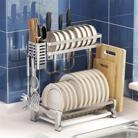 Nouveau 304 En Acier Inoxydable Double / Trois Niveaux Plaque Rack Cuisine Étagère Rack Séchage Drain Plaque De Rangemen