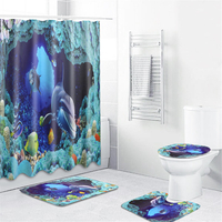 Océan mer dauphin natation décor bain rideau de douche étanche tapis antidérapant piédestal tapis couvercle couvercle de