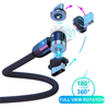 OLAF 540 Rotate 3A Câble magnétique Micro USB Type C Câble Câble de données de charge rapide pour Samsung Galaxy Note S2
