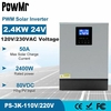 Onduleur solaire PowMr 3KVA 2400W 24V 110V 220V Onduleur Hybr1d à onde sinuso dale pure intégrée 50A PWM contrôleur de c