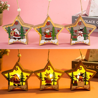 Ornement en bois de Noël lumineux LED Lumière Noël Père Noël Décorations Cerf Lampe