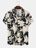 Ornement graphique fleuri pour hommes Boutons avant Chemises respectueuses de la peau