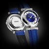 OUBAOER OB2007 bleu strass femmes montre-bracelet en cuir véritable bracelet à quartz