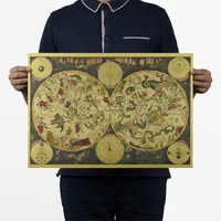 Oude Wereld Affiche Zodiaque Constellation Kaart Behang Vintage Rétro Kraftpapier Affiche Home Decor