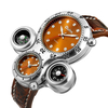 Oulm Creative Conception Irrégulière Boussole Thermomètre Hommes Montre À Quartz Montre-Bracelet